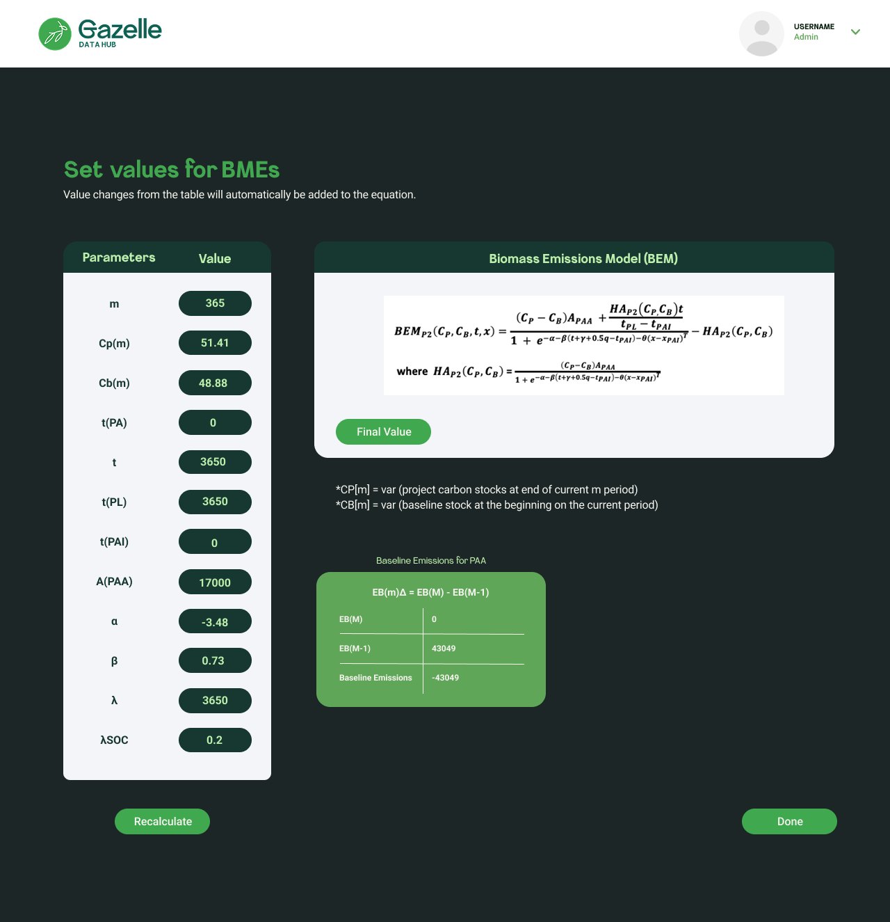 Biomass Emissions Model calculator